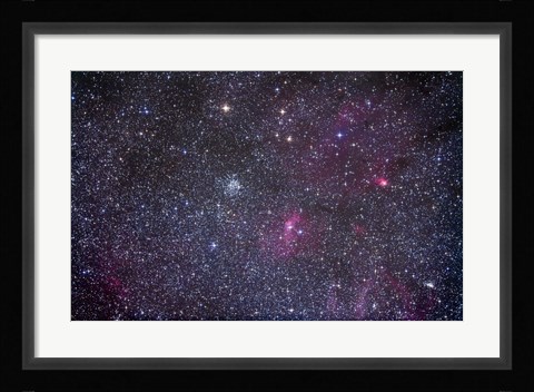 Framed Open cluster Messier 52 and the Bubble Nebula in the constellation Cassiopeia Print