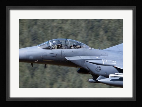 Framed F-15E Strike Eagle low flying over Wales, United Kingdom Print