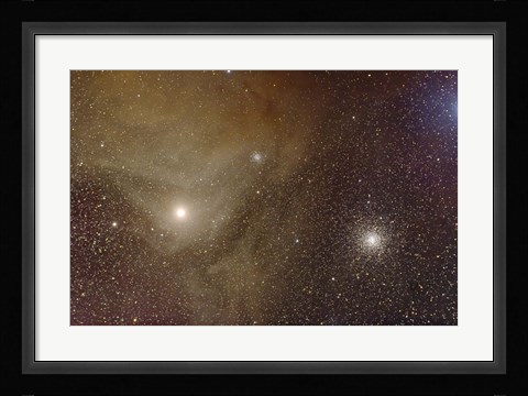 Framed Messier 4 and NGC 6144 globular clusters with Antares, a red supergiant star Print