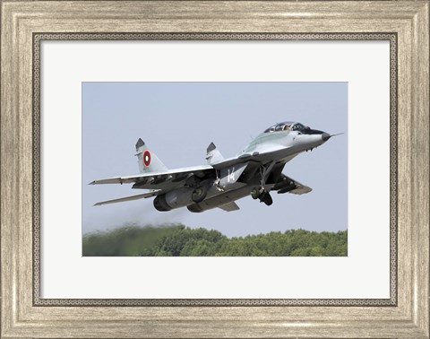 Framed Bulgarian Air Force MiG-29UB taking off from Graf Ignatievo Air Base Print