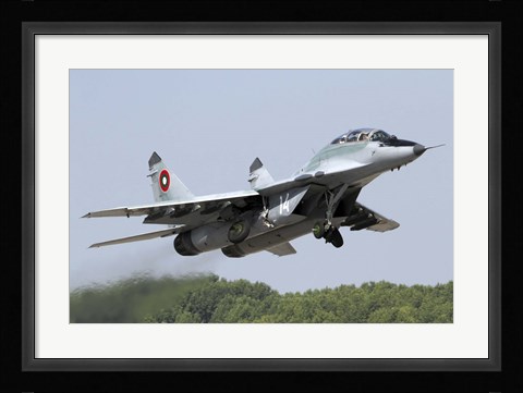 Framed Bulgarian Air Force MiG-29UB taking off from Graf Ignatievo Air Base Print