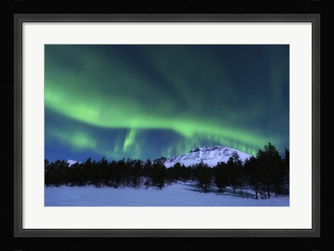 Framed Aurora Borealis over Nova Mountain Wilderness, Norway Print