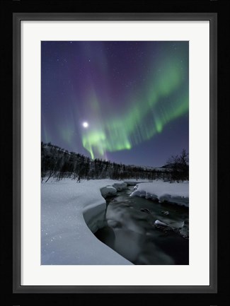 Framed Aurora Borealis over the Blafjellelva River in Troms County, Norway Print