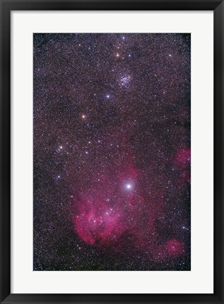 Framed NGC 3766 and the Lambda Cen Nebula in the constellation Centaurus Print