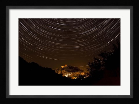 Framed Star trails above Kavir National Park, Iran Print