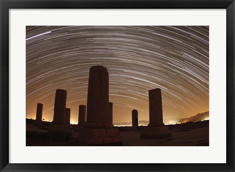 Framed Star trails above the Private Palace of Cyrus the Great, Pasargad, Iran Print