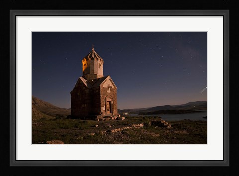 Framed Starry night sky above Dzordza church, Iran Print