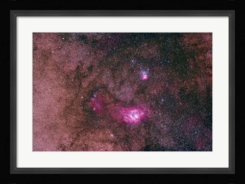 Framed Lagoon Nebula and Trifid Nebula in the constellation Sagittarius Print