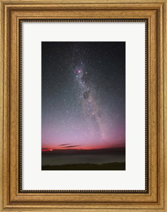 Framed Milky Way with an aurora, a meteor and lightning Print