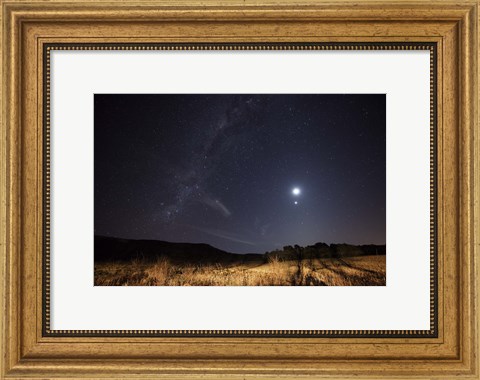 Framed Milky Way, the Moon, Venus and Spica after twilight in Azul, Argentina Print