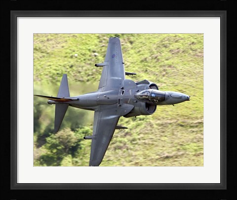 Framed Royal Air Force Harrier GR9 flying low over North Wales Print