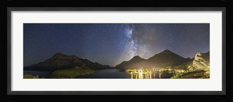 Framed Panorama of Waterton Lakes National Park overlooking the townsite Print