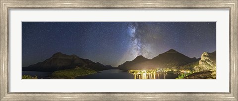 Framed Panorama of Waterton Lakes National Park overlooking the townsite Print