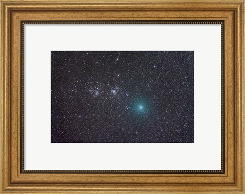 Framed Comet Hartley 2 as it approaches the Double Cluster in Perseus Print