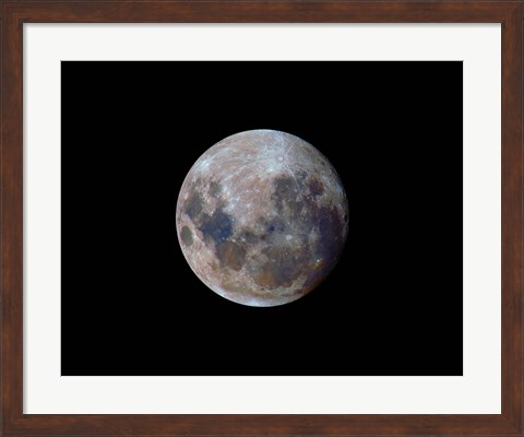 Framed true colors of the moon during the 2010 perigee Print