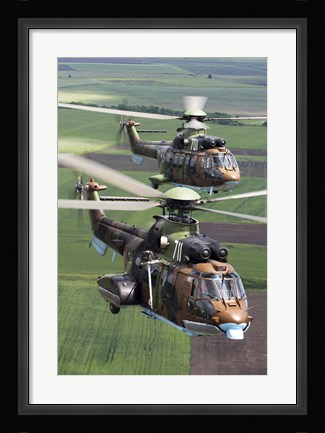 Framed Pair of Bulgarian Air Force Eurocopter AS532 AL Cougar helicopters Print