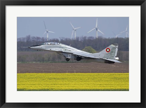 Framed Bulgarian Air Force MiG-29UB aircraft taking off Print
