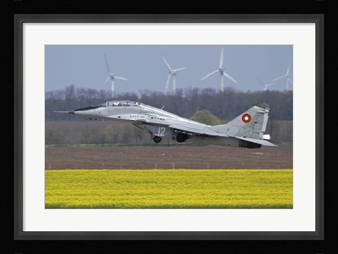 Framed Bulgarian Air Force MiG-29UB aircraft taking off Print