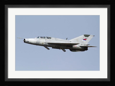 Framed Serbian Air Force MiG-21UM jet fighter Print