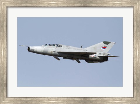Framed Serbian Air Force MiG-21UM jet fighter Print