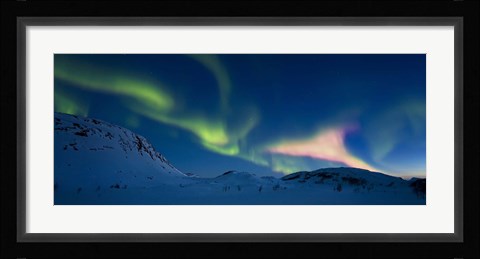 Framed Panoramic view of the Aurora Borealis over Skittendalen Valley, Troms County, Norway Print