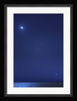 Framed Conjunction of the moon, Jupiter, Mars and Venus Print
