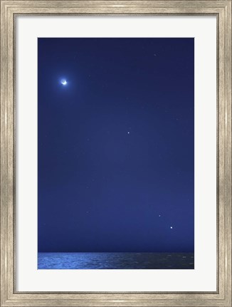 Framed Conjunction of the moon, Jupiter, Mars and Venus Print