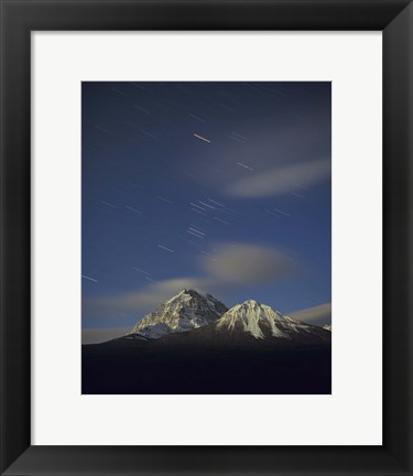 Framed Orion star tails over Mt Temple, Banff National Park, Alberta, Canada Print