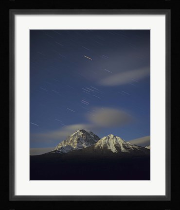 Framed Orion star tails over Mt Temple, Banff National Park, Alberta, Canada Print