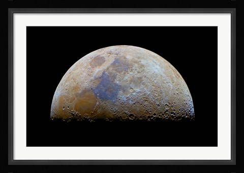 Framed moon with the transient Lunar-X visible at the terminator Print