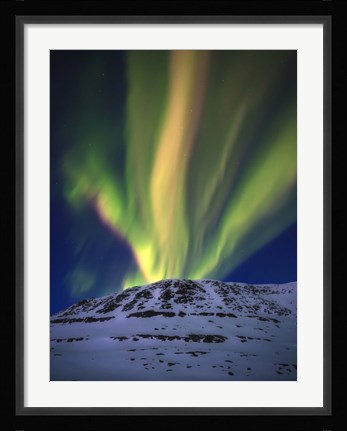 Framed Aurora Borealis over Toviktinden Mountain in Troms County, Norway Print