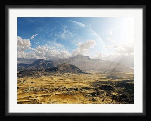 Framed Clouds break over a desert on Matsya, giving a glimpse of the planet Samandar Print