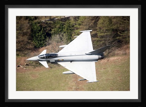 Framed Eurofighter Typhoon F2 aircraft of the Royal Air Force low flying over North Wales Print