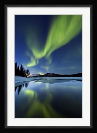 Framed Aurora Borealis over Sandvannet Lake in Troms County, Norway Print