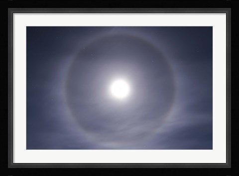 Framed Halo around full moon taken near Gleichen, Alberta, Canada Print