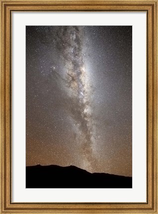 Framed Milky Way in vertical position rising from the horizon Print