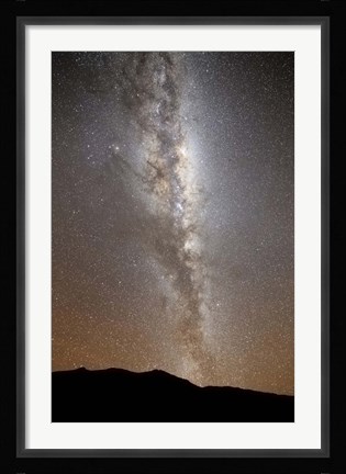 Framed Milky Way in vertical position rising from the horizon Print