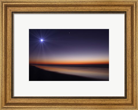 Framed Moon and Venus at twilight from the beach of Pinamar, Argentina Print