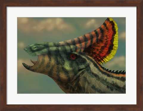 Framed Olorotitan dinosaur portrait Print