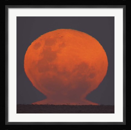 Framed Thunder's Moon rising over Rio de La Plata, Argentina Print