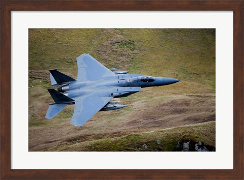 Framed F-15E Strike Eagle low flying over North Wales Print