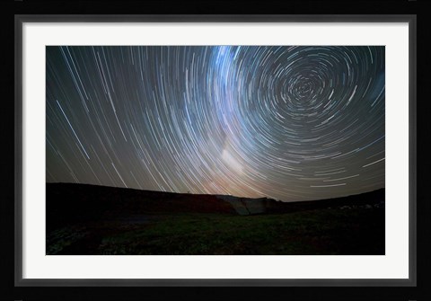 Framed Star trails around the south celestial pole, Somuncura, Argentina Print