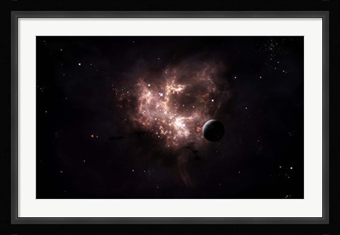 Framed emission nebula is viewed from nearby an inhabited system Print