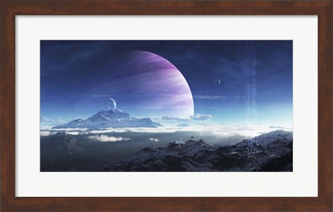 Framed Massive Lei Gong rises in the distance over the Tratung Mountains Print