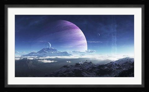 Framed Massive Lei Gong rises in the distance over the Tratung Mountains Print