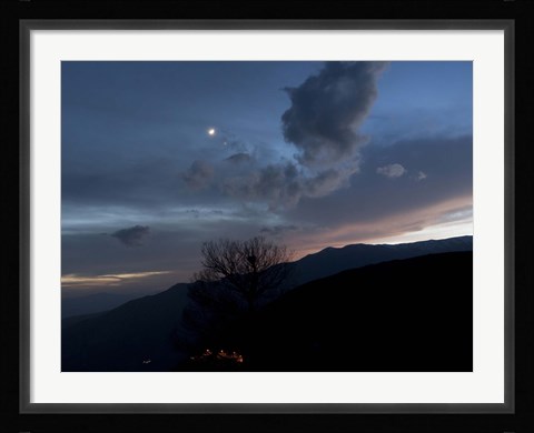 Framed Moon and Venus conjunction above the village of Gazorkhan, Iran Print