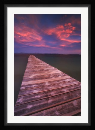 Framed Alcudia Beach pier in Mallorca, Spain Print