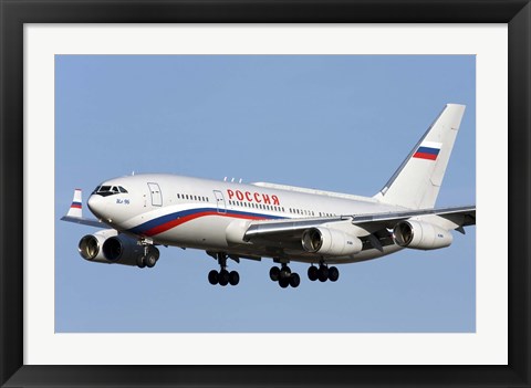 Framed Ilyushin Il-96 airliner prepares for landing Print