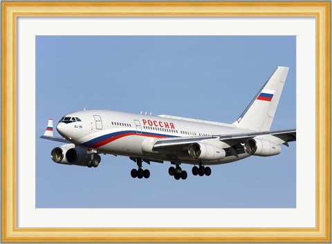 Framed Ilyushin Il-96 airliner prepares for landing Print