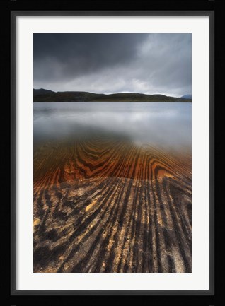 Framed Geology lines in Sandvannet Lake, Nordland County, Norway Print